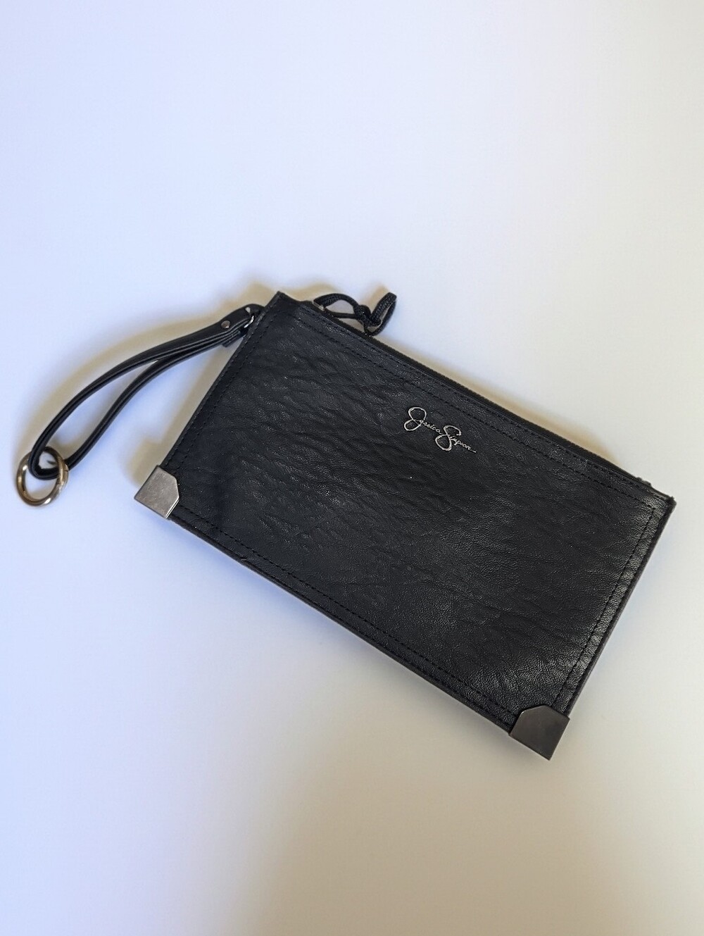 Jessica Simpson Black Wristlet with Silver Accents